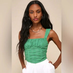 Always Green Embroidered Sleeveless Crop Top